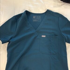 Figs Ocean Blue V-Neck Scrub Top
